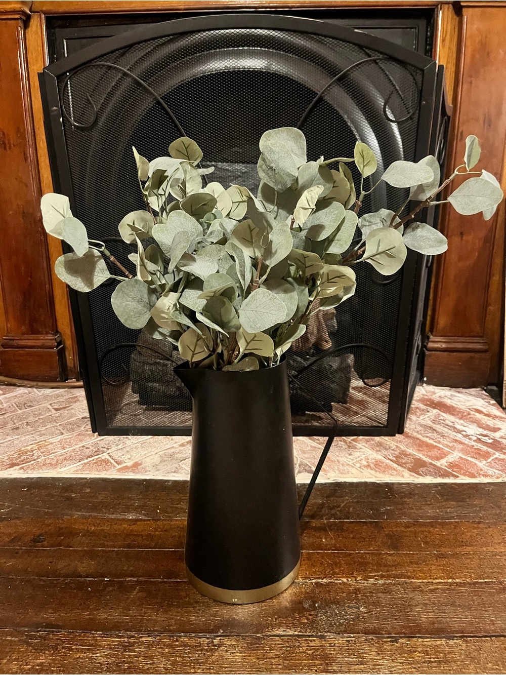 Black Metal Pitcher Vase with Gold Accent - Home Accents